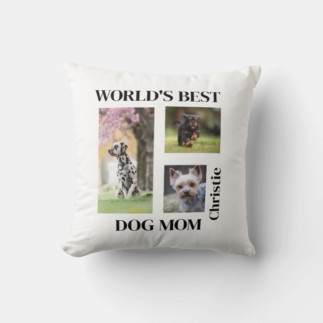 Världens Bästa Hundmamma Anpassat Namn Present Kudde (Framsida)