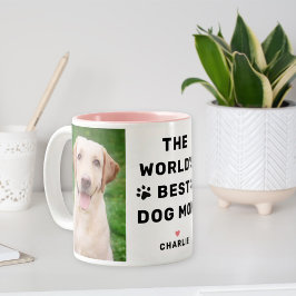 Världens Bästa Hundmamma Foto Paw Print Två-Tonad Mugg
