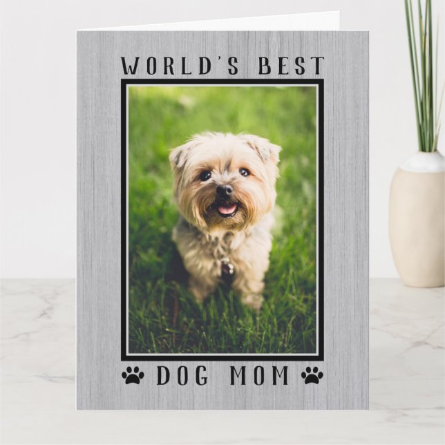 Världens Bästa Hundmamma Foto Rustik Glad Födelsed Kort (Framsida)
