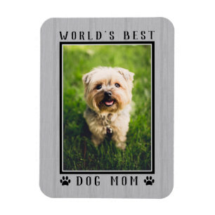 Världens Bästa Hundmamma Foto Tassavtryck Rustik Magnet