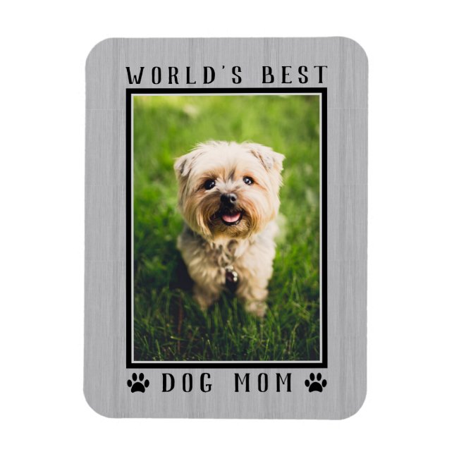 Världens Bästa Hundmamma Foto Tassavtryck Rustik Magnet (Vertikal)