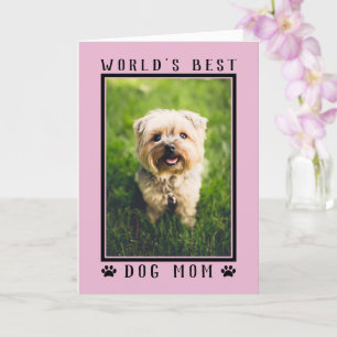 Världens Bästa Hundmamma Glad Födelsedag Foto Rosa Kort