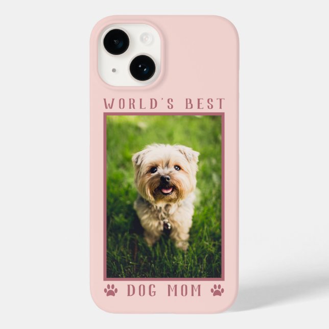 Världens Bästa Hundmamma Tassavtryck Foto Rosa Gul (Baksida)