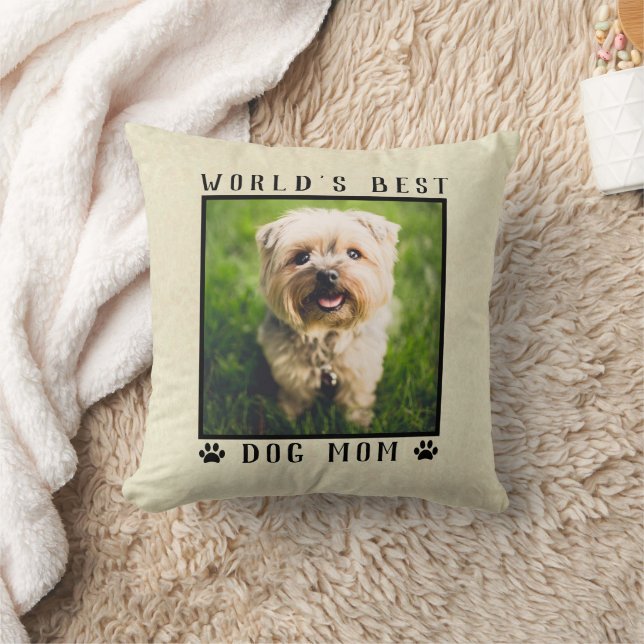 Världens Bästa Hundmamma Tassavtryck Husdjur Foto  Kudde (Filt)