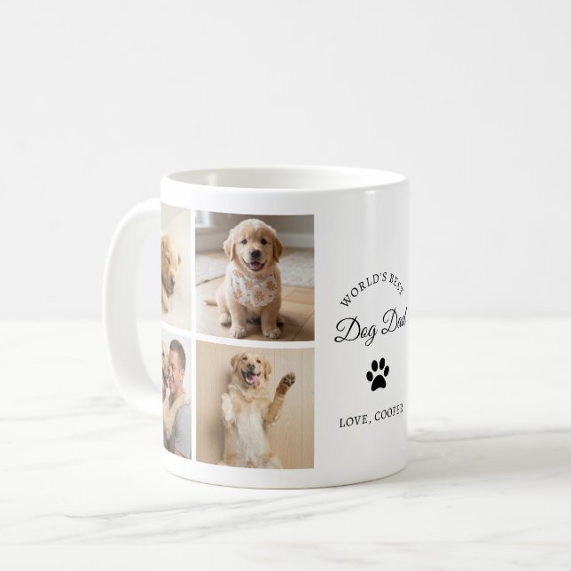 Världens Bästa Hundpappa Anpassad Fotokollage Mugg (Framsida vänster)