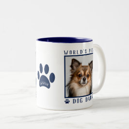 Världens Bästa Hundpappa Foto Namn Tassavtryck Mar Två-Tonad Mugg
