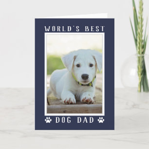 Världens bästa hundpappa foto Navy Blue fars dag Kort