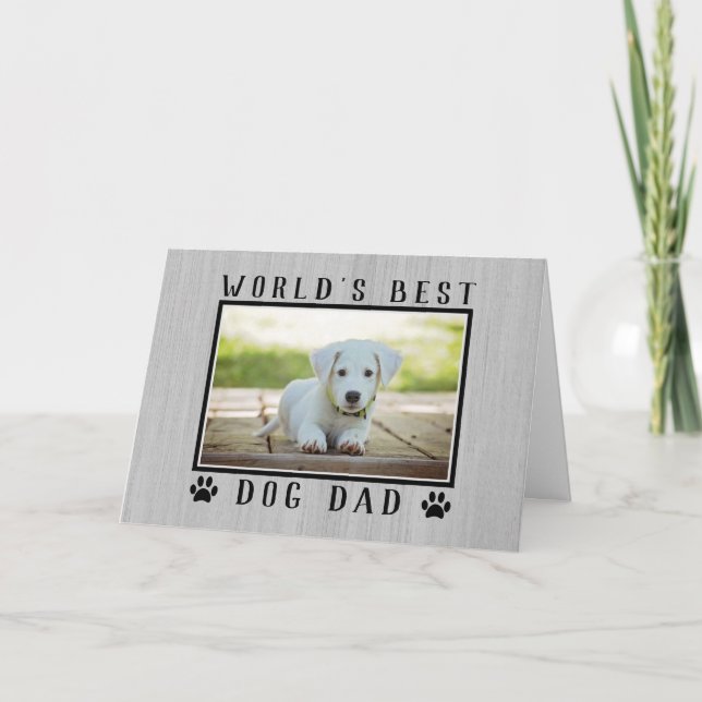 Världens Bästa Hundpappa Foto Rustik Fars Dag Kort (Framsida)