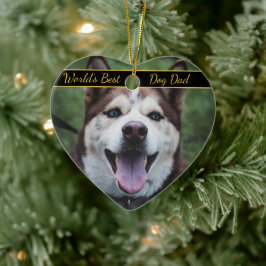 Världens Bästa Hundpappa Husdjur Foto Julgransprydnad Keramik