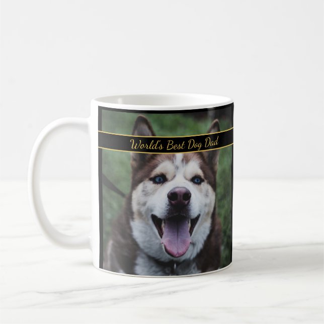 Världens Bästa Hundpappa Husdjur Foto  Kaffemugg (Vänster)