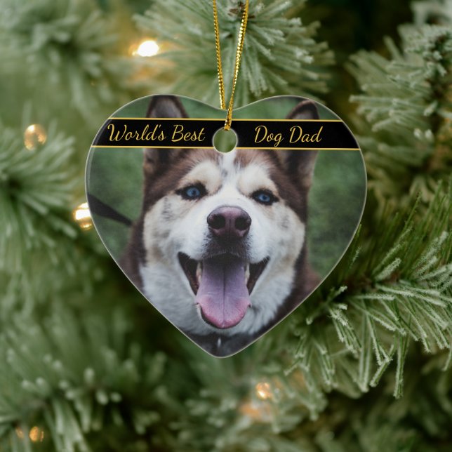 Världens Bästa Hundpappa Husdjursfoto  Julgransprydnad Keramik (Träd)
