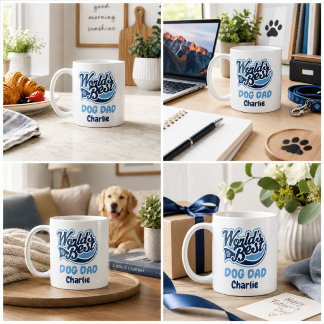 Världens Bästa Hundpappa Personlig Blå Tass Konstv Kaffemugg
