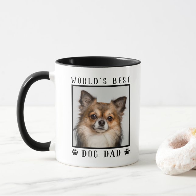 Världens Bästa Hundpappa Tassavtryck Djur Foto Ram Mugg (Med munk)