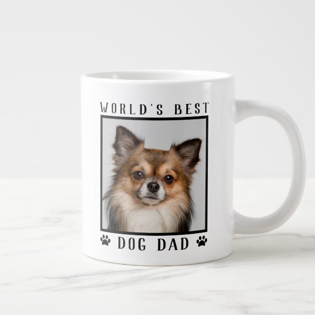 Världens Bästa Hundpappa Tassavtryck Husdjur Foto Jumbo Mugg (Höger)