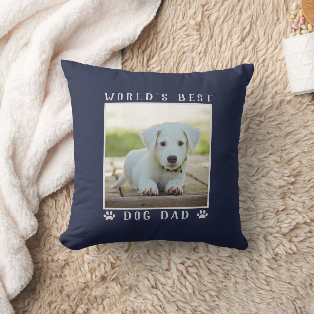 Världens Bästa Hundpappa Tassavtryck Husdjur Foto  Kudde (Filt)