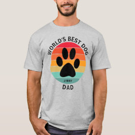 Världens Bästa Hundpappa Tassavtryck Retro Solnedg T Shirt
