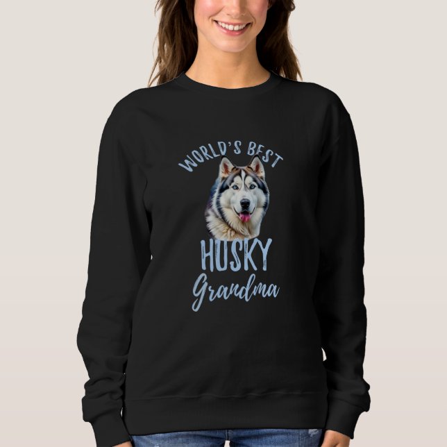 Världens Bästa Husky Mormor Söt Siberisk Husky Gra T Shirt (Framsida)