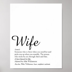 Världens Bästa Hustru Definition Elegant Skrift Poster