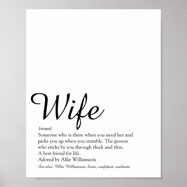 Världens Bästa Hustru Definition Elegant Skrift Poster (Framsidan)