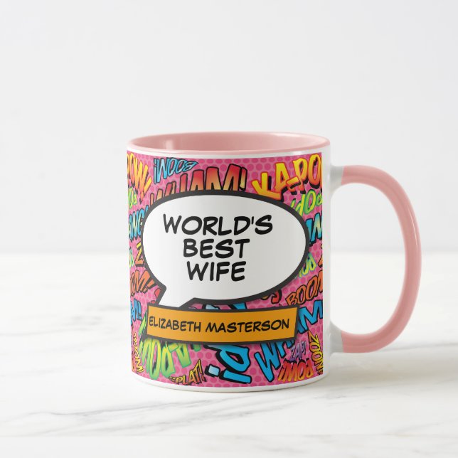 Världens Bästa Hustru Rolig Retro Seriebok Rosa Mugg (Höger)