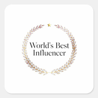 Världens Bästa Influencer T-Shirt Roligt Innehåll Fyrkantigt Klistermärke