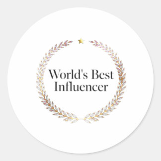 Världens Bästa Influencer T-Shirt Roligt Innehåll Runt Klistermärke