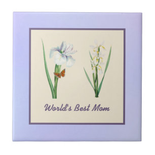 Världens bästa Irises and Butterfly Mamma på Li Kakelplatta