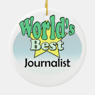 Världens bästa journalist julgransprydnad keramik