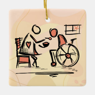 Världens bästa karriär och person i rullstol julgransprydnad keramik