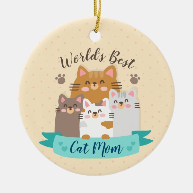 Världens bästa Kat Mamma - Cute Kittens Julgransprydnad Keramik (Framsidan)