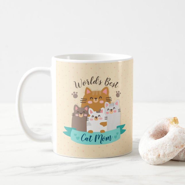 Världens bästa Kat Mamma - Cute Kittens Kaffemugg (Med munk)