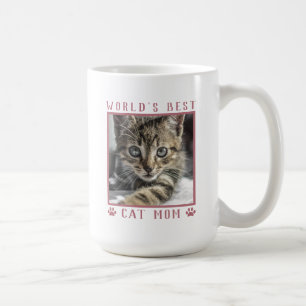 Världens bästa Kat Mamma Pet Photo Rosa Tass avtry Kaffemugg