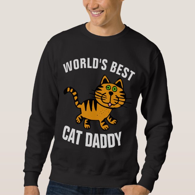 VÄRLDENS BÄSTA KAT (PAPPA)-DADDY T-shirts Lång Ärmad Tröja (Framsida)