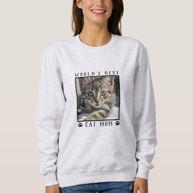 Världens bästa Katt-foto av Tass avtryck-pet Mamma T Shirt (Framsida)