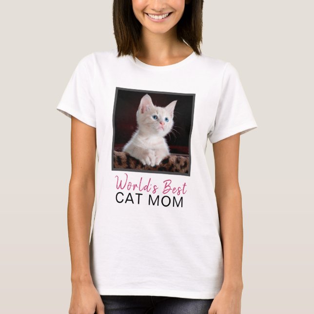 Världens bästa Katt-foto på Mamma-torget T Shirt (Framsida)