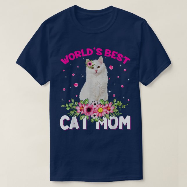 Världens bästa Katt Mamma-flotta Mors dag  T Shirt (Design framsida)