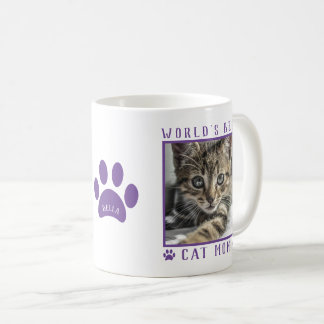 Världens bästa Katt Mamma Lila Tass Namn Pet Photo Kaffemugg