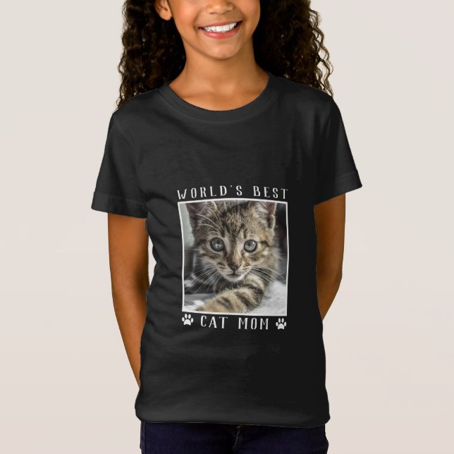 Världens bästa Katt Mamma Pet Photo Tass avtryck T Shirt (Framsida)