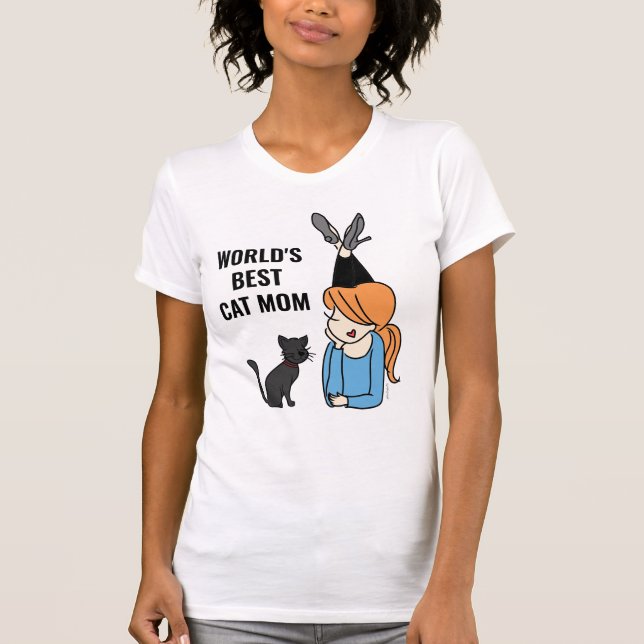 Världens bästa katt Mamma T-Shirt (Framsida)