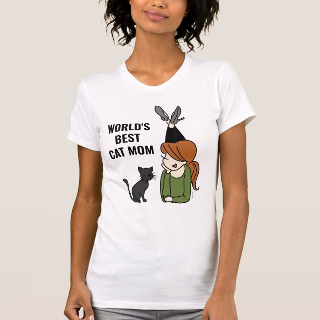 Världens bästa katt Mamma T-Shirt (Framsida)