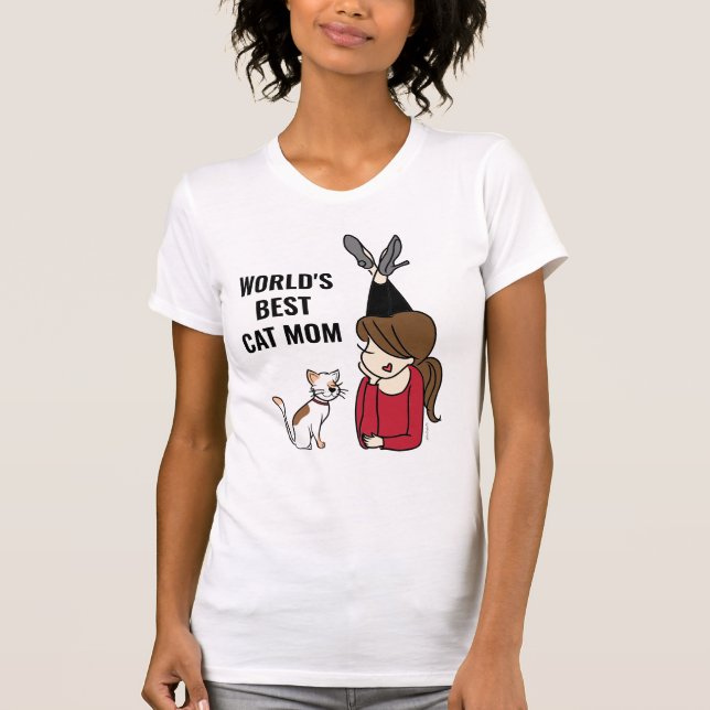 Världens bästa Katt Mamma T Shirt (Framsida)