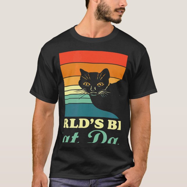 Världens bästa katt Pappa Cat Pappa Retro Stil T Shirt (Framsida)