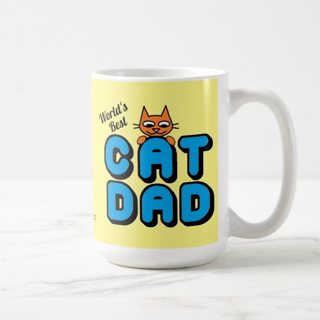 Världens Bästa KATT-PAPPA med Söt Katt Kaffemugg (Höger)
