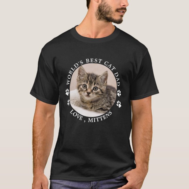 Världens bästa Katt Pappa Tass avtryck Anpassnings T Shirt (Framsida)