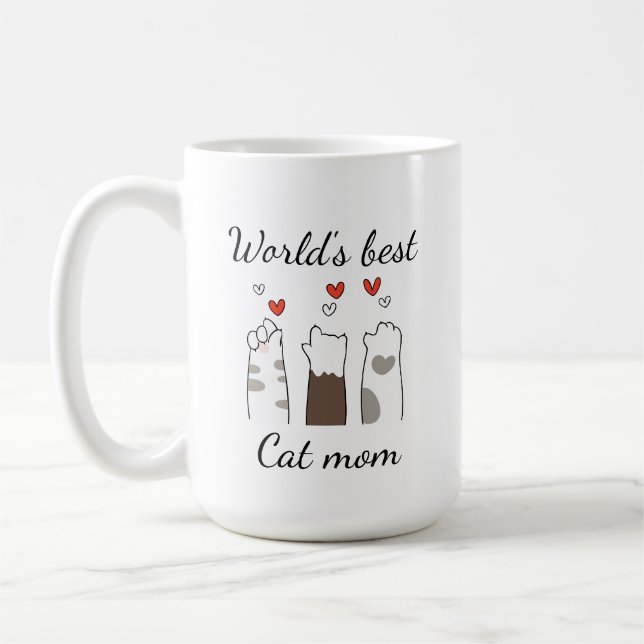 Världens bästa kattmamma anpassad kaffemugg (Vänster)