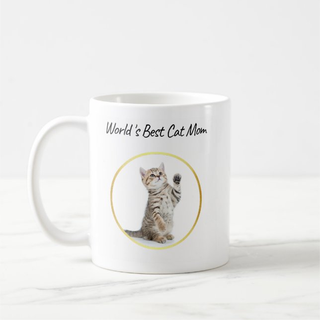 Världens Bästa Kattmamma Anpassade Roliga 2 Husdju Kaffemugg (Vänster)