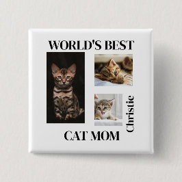 Världens Bästa Kattmamma Anpassat Namn Present Knapp