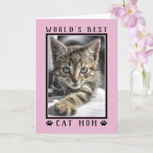 Världens Bästa Kattmamma Födelsedagsfoto Rosa Kort