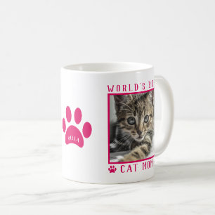 Världens Bästa Kattmamma Foto Namn Tassavtryck Hot Kaffemugg