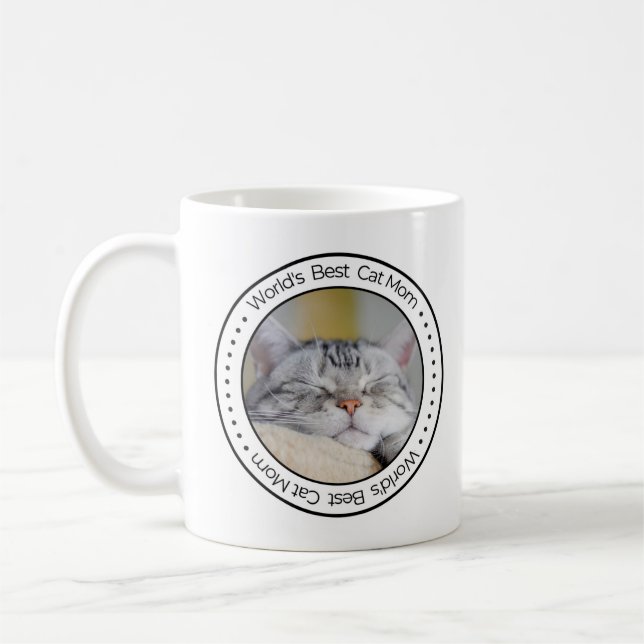 Världens Bästa Kattmamma Klassisk Anpassad Foto Kaffemugg (Vänster)